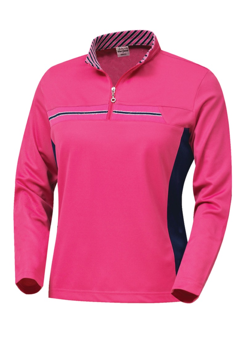MJ7647 핑크/네이비 여성용집업 티셔츠 긴팔